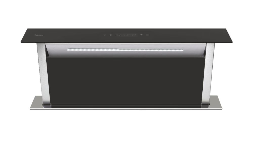 Hota incorporabila downdraft, 605 mc/h, 4 viteze, TouchControl, Iluminare LED, B, 90 cm, Inox/Sticla neagra