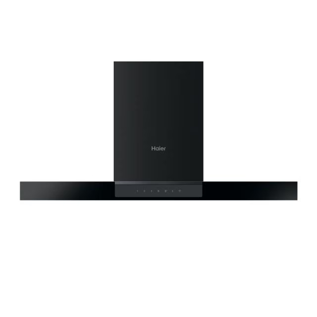 Hota incorporabila decorativa Haier HATS9DS46BWIFI, motor 270w, 4 Viteze + Booster, Conectivitate, Clasa A+, Putere de absorbtie 746 mc/h, TouchControl, Iluminare LED, Clasa A+, 90 cm, Sticla neagra