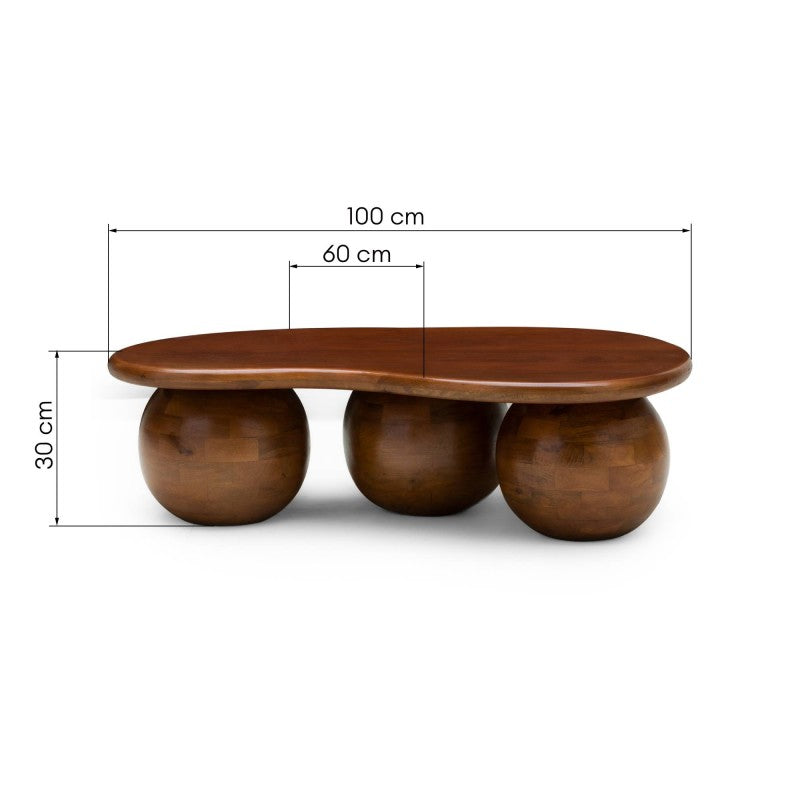 Măsuță de cafea Pear, lemn de mango, nuc închis