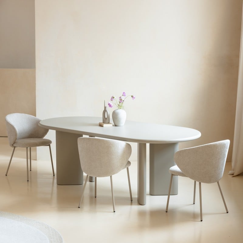 Scaun de dining Adrano, bej deschis/picioare bej