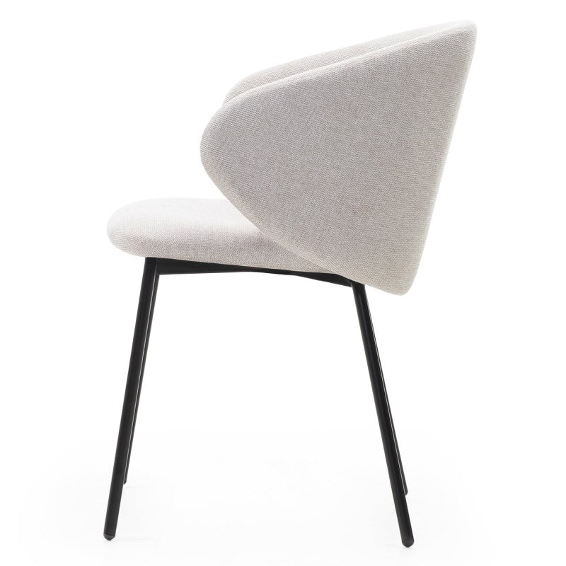 Scaun de dining Adrano, bej deschis/picioare negre