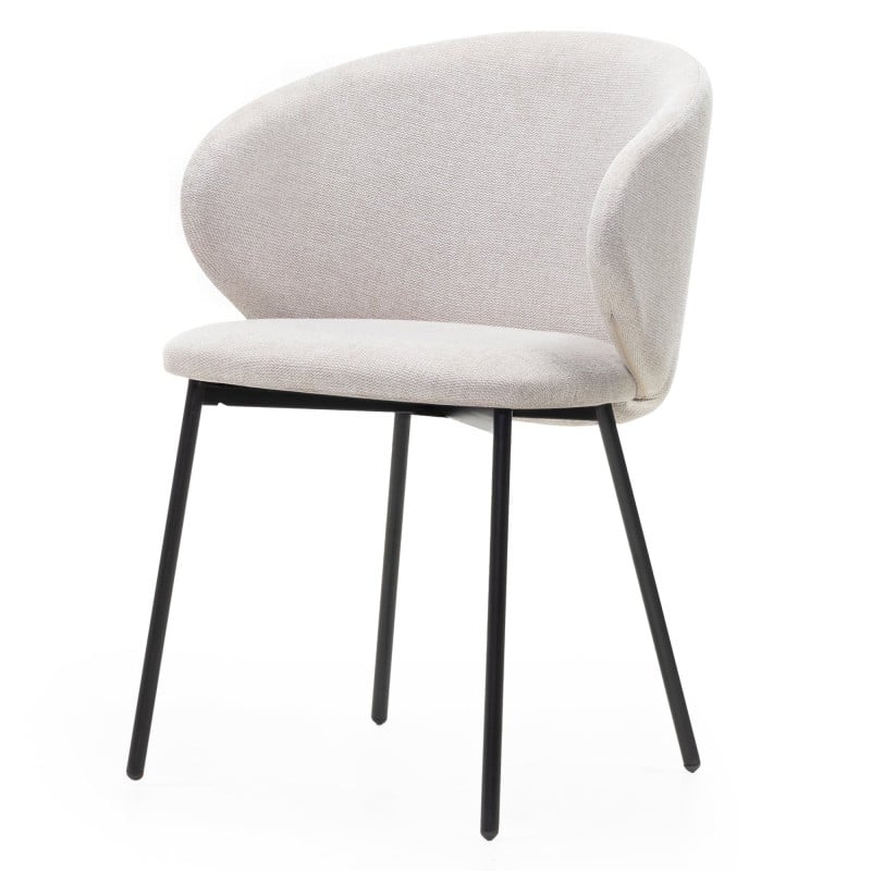 Scaun de dining Adrano, bej deschis/picioare negre