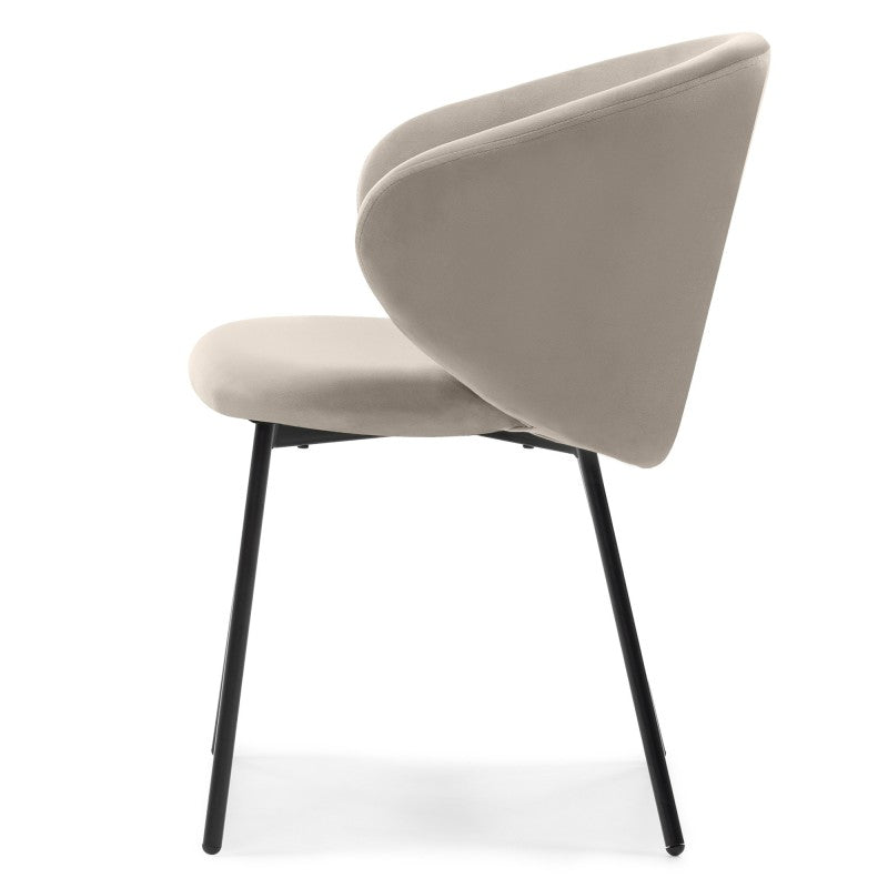 Scaun de dining Adrano, catifea, bej/picioare negre