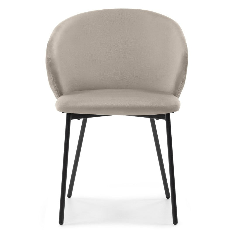 Scaun de dining Adrano, catifea, bej/picioare negre