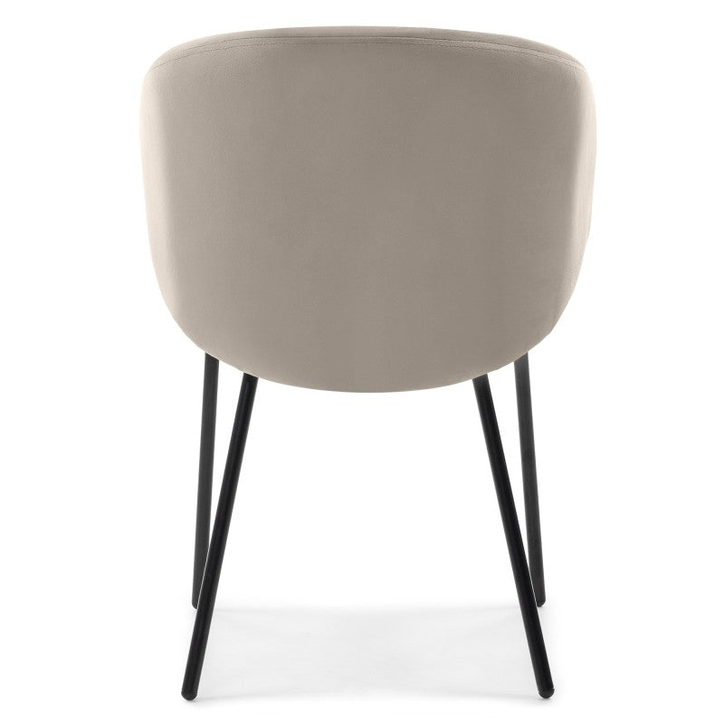 Scaun de dining Adrano, catifea, bej/picioare negre