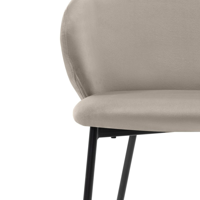 Scaun de dining Adrano, catifea, bej/picioare negre