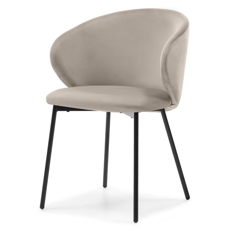 Scaun de dining Adrano, catifea, bej/picioare negre
