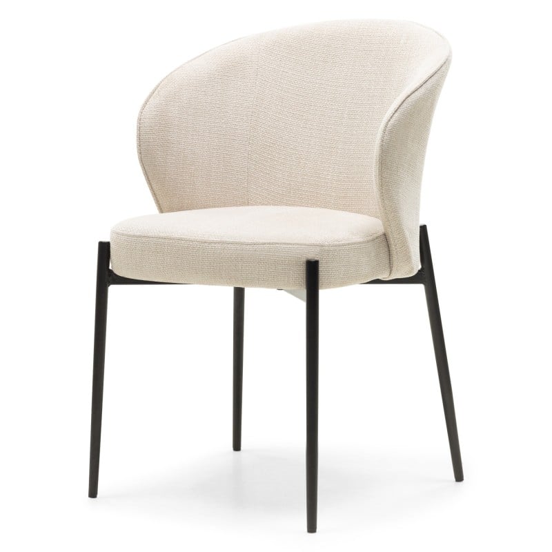 Scaun de dining Avery, bej deschis, picioare negre