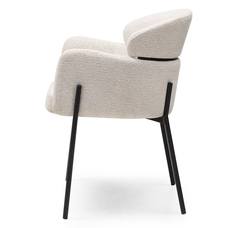 Scaun de dining Granda, ecru, picioare negre
