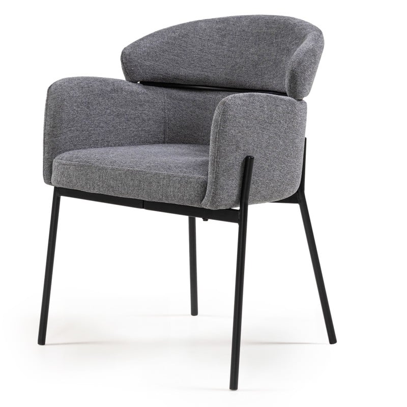 Scaun de dining Granda, gri, picioare negre