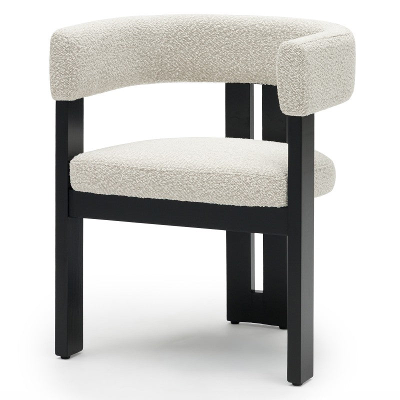 Scaun de dining Hailey, crem/negru, bouclé