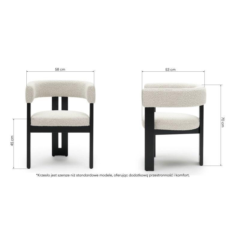 Scaun de dining Hailey, crem/negru, bouclé