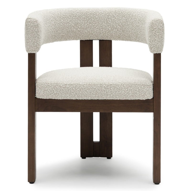 Scaun de dining Hailey, crem/nuc, bouclé
