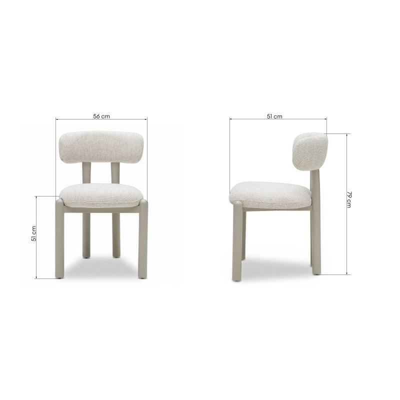Scaun de dining Lana, crem bej/picioare crem