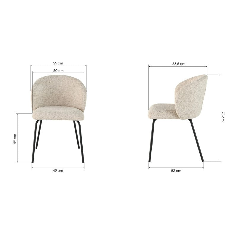 Scaun de dining Larisa, bej/picioare negre
