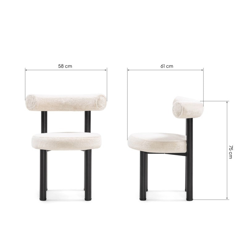 Scaun de dining Pedro, ecru/picioare negre