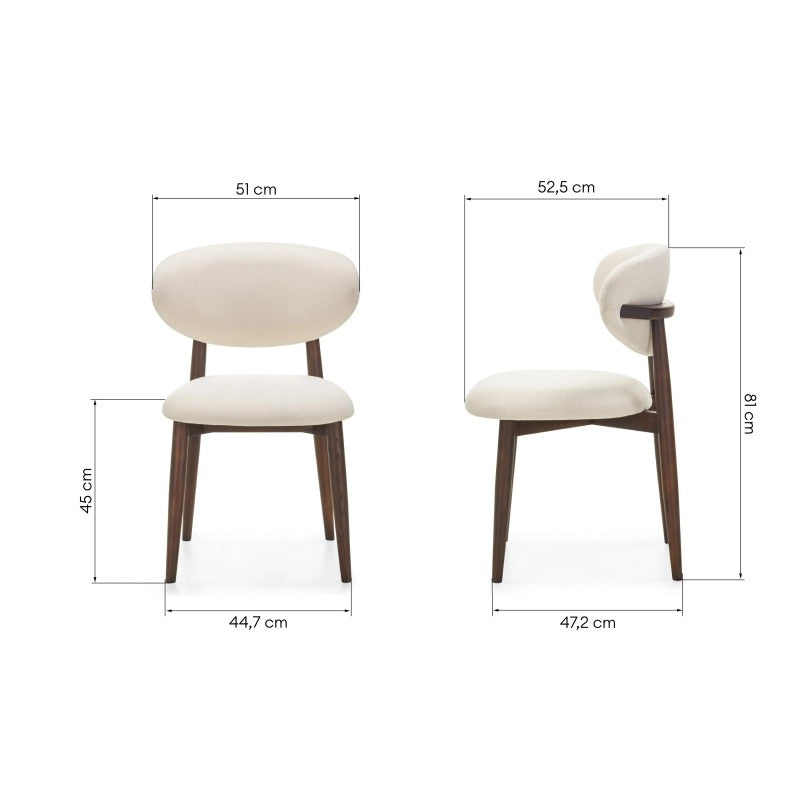 Scaun de dining Senya, ecru/nuc
