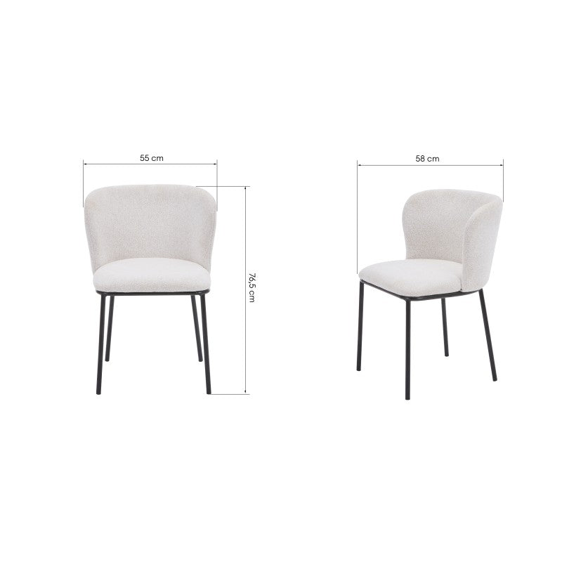 Scaun de dining Yasmin, ecru/picioare negre