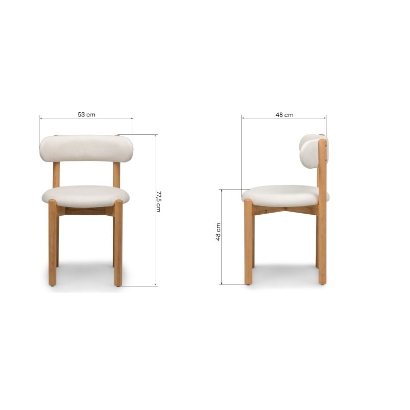 Scaun de dining Yoko, crem/natur, lemn de hevea