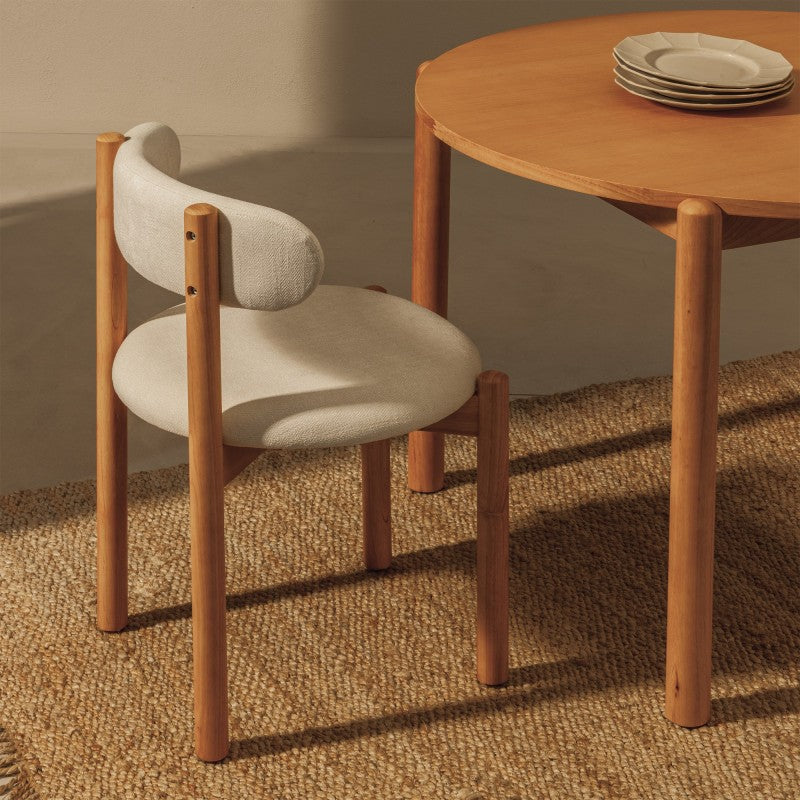 Scaun de dining Yoko, crem/natur, lemn de hevea