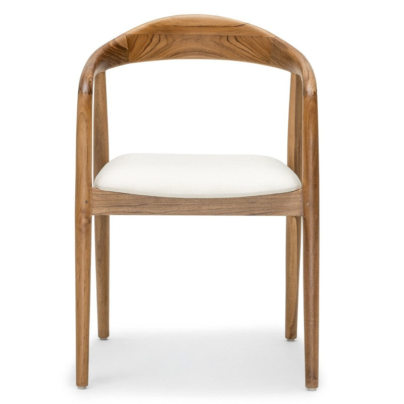 Scaun din lemn Ludvika 2.0, rotunjit, natur/crem, lemn de tec