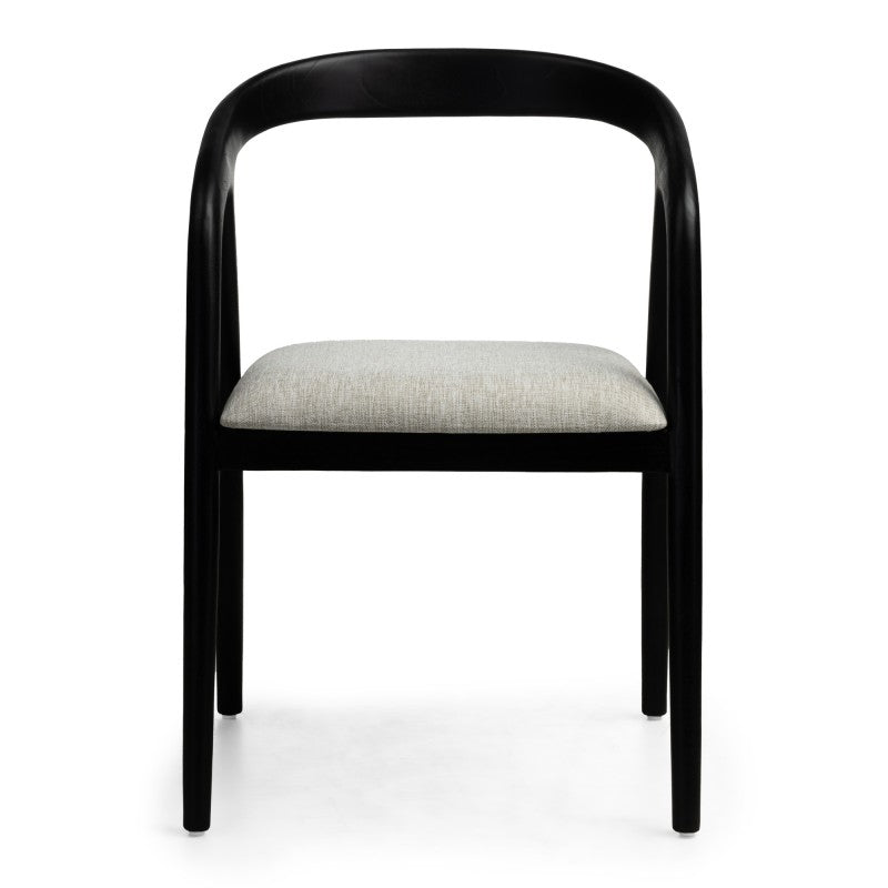 Scaun din lemn Sande, rotunjit, negru/bej deschis, lemn de tec