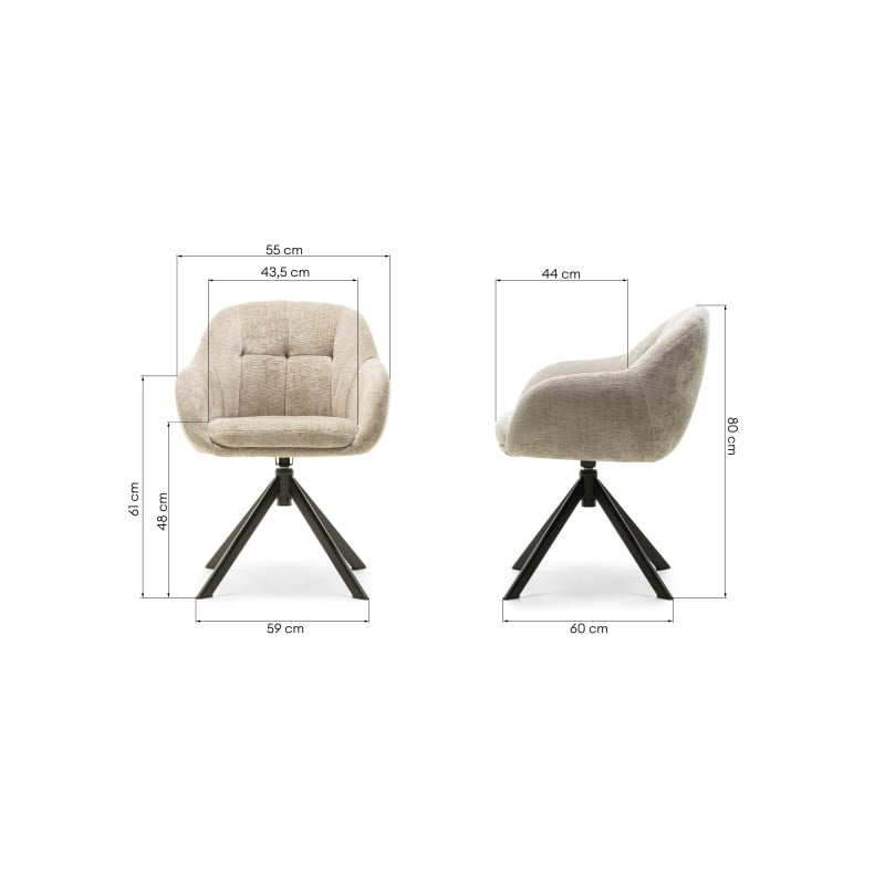 Scaun rotativ Santos, bej/picioare negre