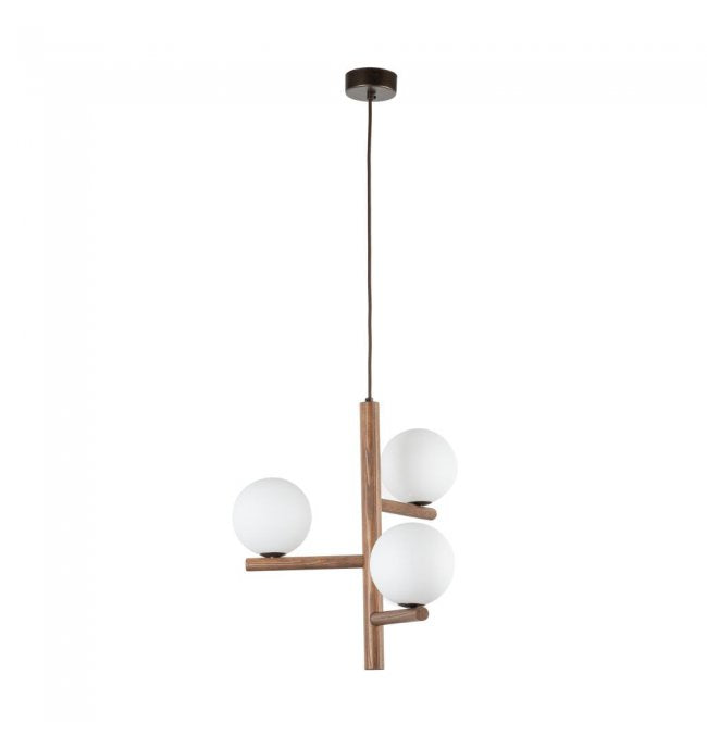 Lampă suspendată TK Lighting Estera 3, lemn închis, 10271