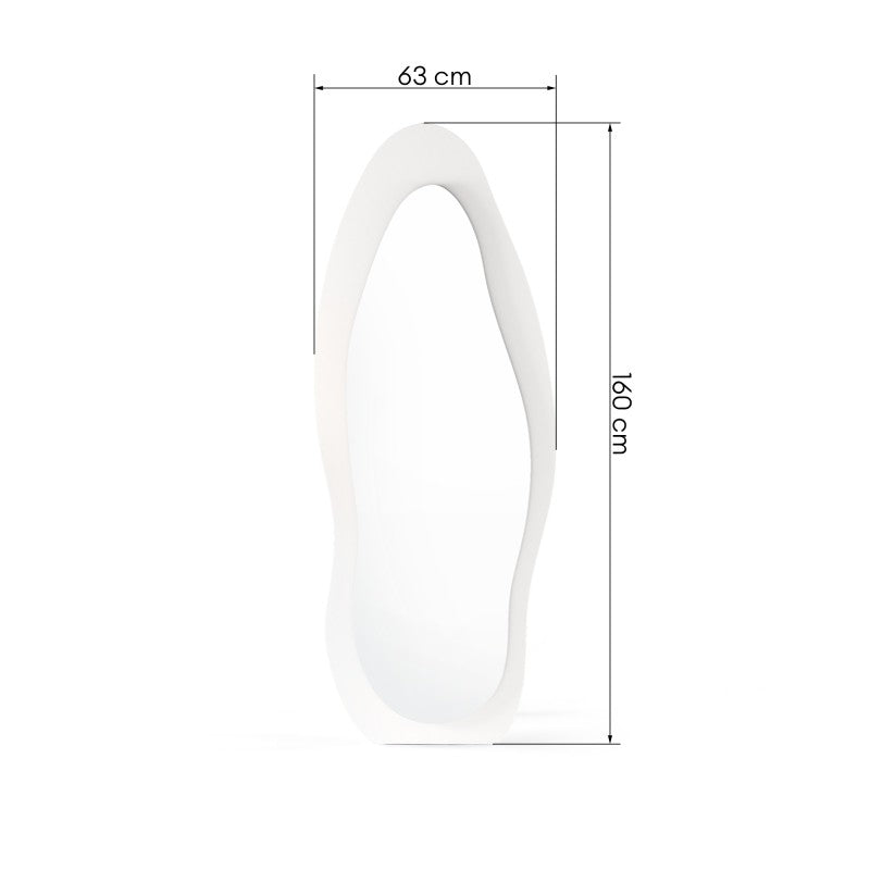 Oglindă de podea Mara, cu iluminare LED, 63x160 cm, formă neregulată, albă