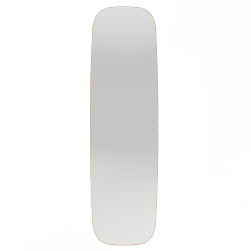Oglindă de perete Fina, cu ramă aurie, 40x140 cm, dreptunghiulară, rotunjită, aluminiu