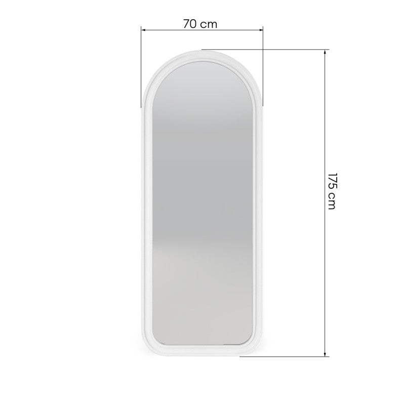 Oglindă de perete Grezzo, 70x175 cm, formă de arc, albă