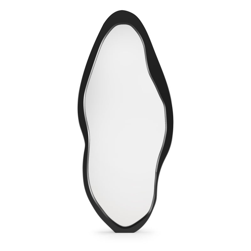 Oglindă de perete Mara, cu ramă din lemn, 180x80 cm, formă neregulată, neagră