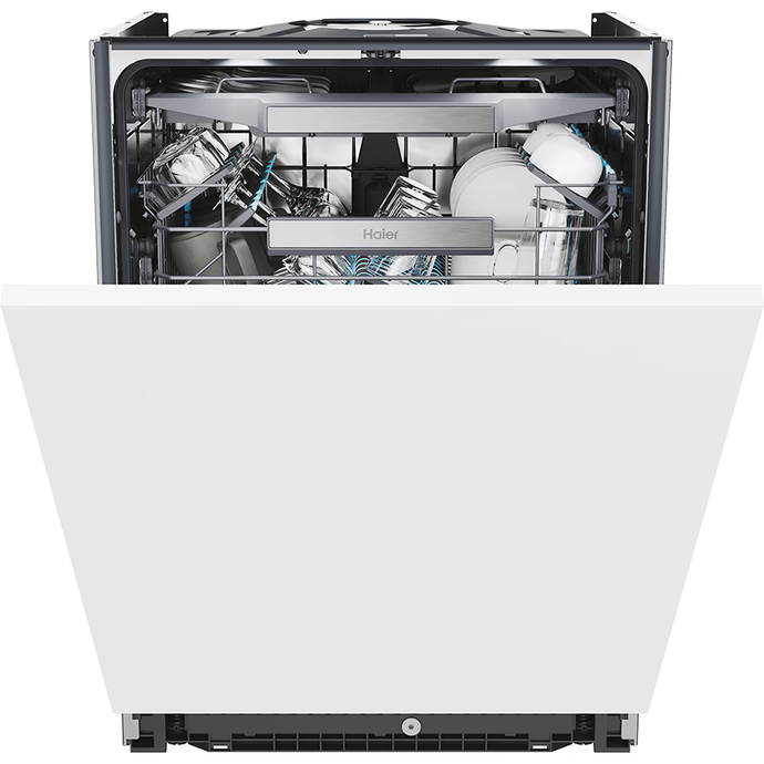 Masina de spalat vase incorporabila Haier I-Pro Shine Series 4 XS 6B1M3PB, 16 seturi, 3 cosuri, 10 programe, clasa B, Motor Inverter, Wi-Fi, AI program, H-arm spray, Maxi Tub, Automatic open door, Aqua Stop, Lumina interna, Sliding door, 60 cm