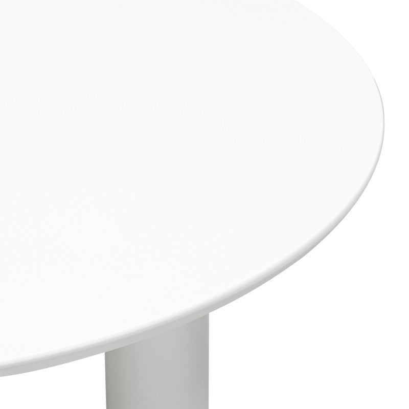 Masă Bolla, rotundă, 100 cm, furnir de fag, albă, picior decorativ sferic