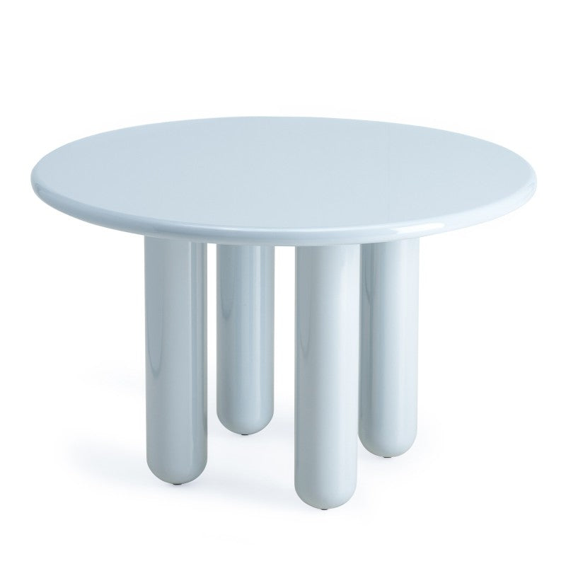Masă de dining Suri, rotundă, 120 cm, albastră/gri, lucioasă