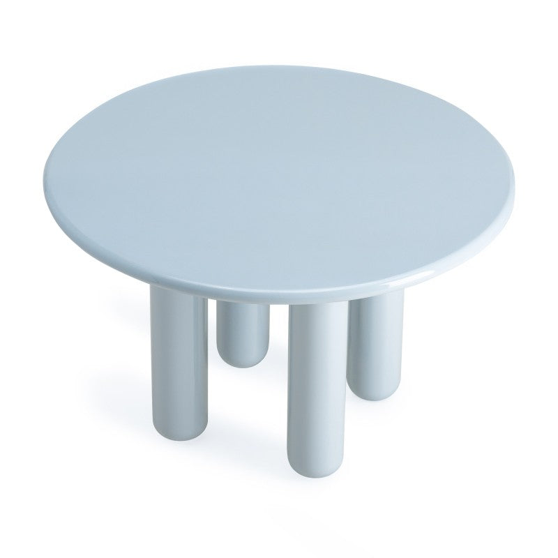 Masă de dining Suri, rotundă, 120 cm, albastră/gri, lucioasă