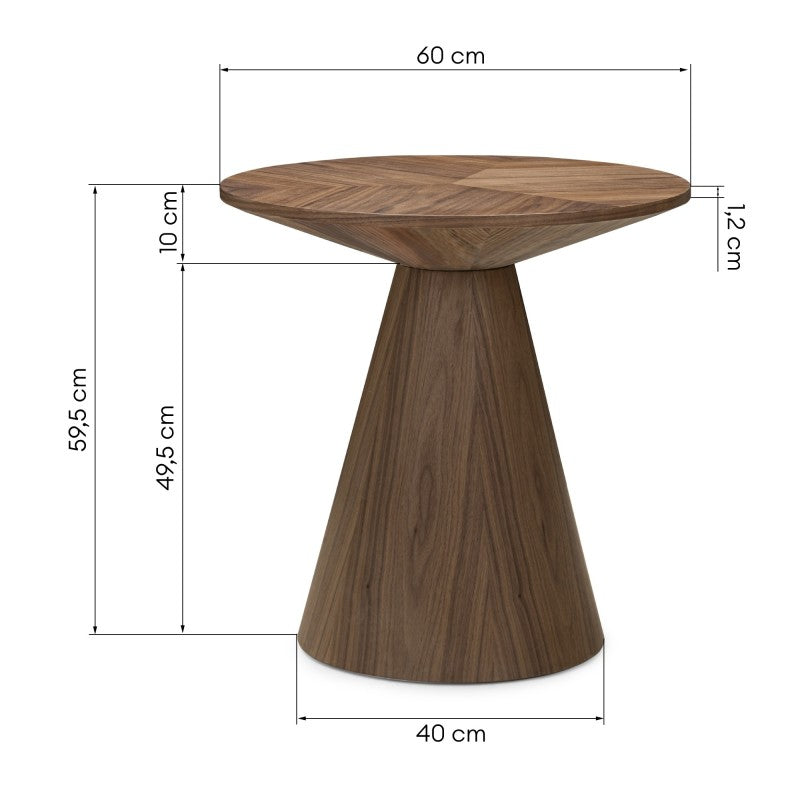Măsuță auxiliară Ange, rotundă, 60 cm, nuc