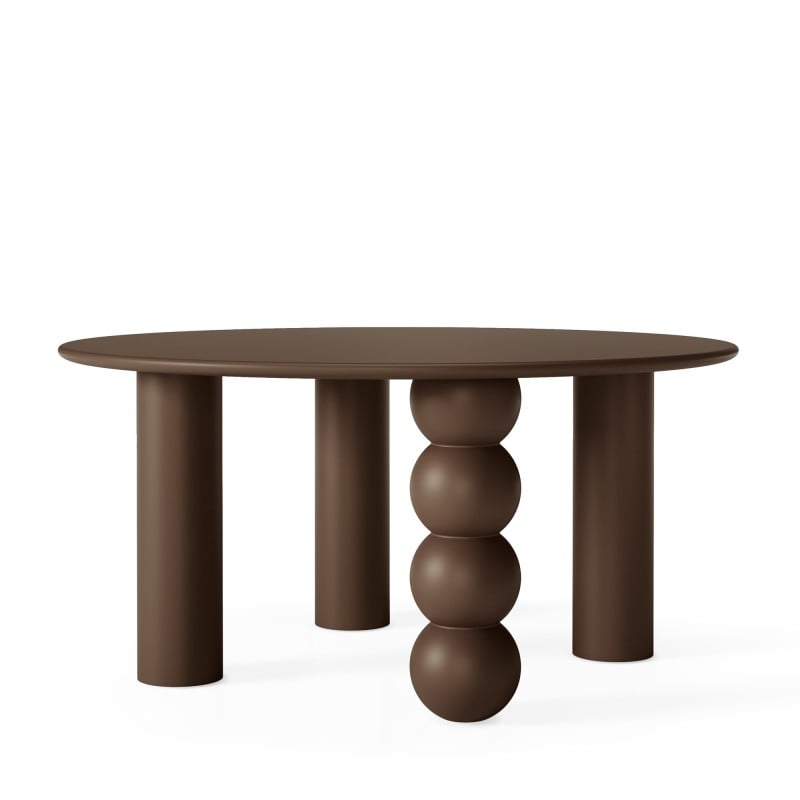 Măsuță de cafea Bolla, rotundă, 80 cm, maro, ciocolatiu, picior decorativ sferic