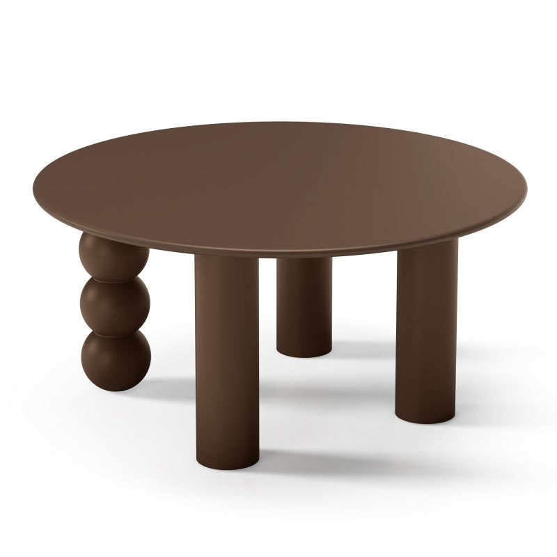 Măsuță de cafea Bolla, rotundă, 80 cm, maro, ciocolatiu, picior decorativ sferic