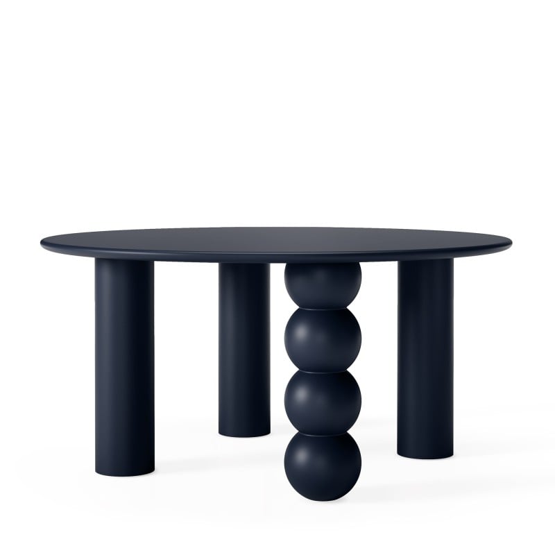 Măsuță de cafea Bolla, rotundă, 80 cm, bleumarin, picior decorativ sferic