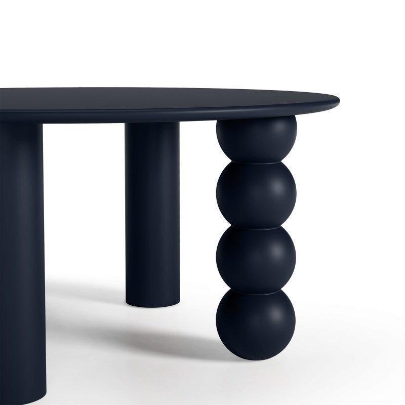 Măsuță de cafea Bolla, rotundă, 80 cm, bleumarin, picior decorativ sferic