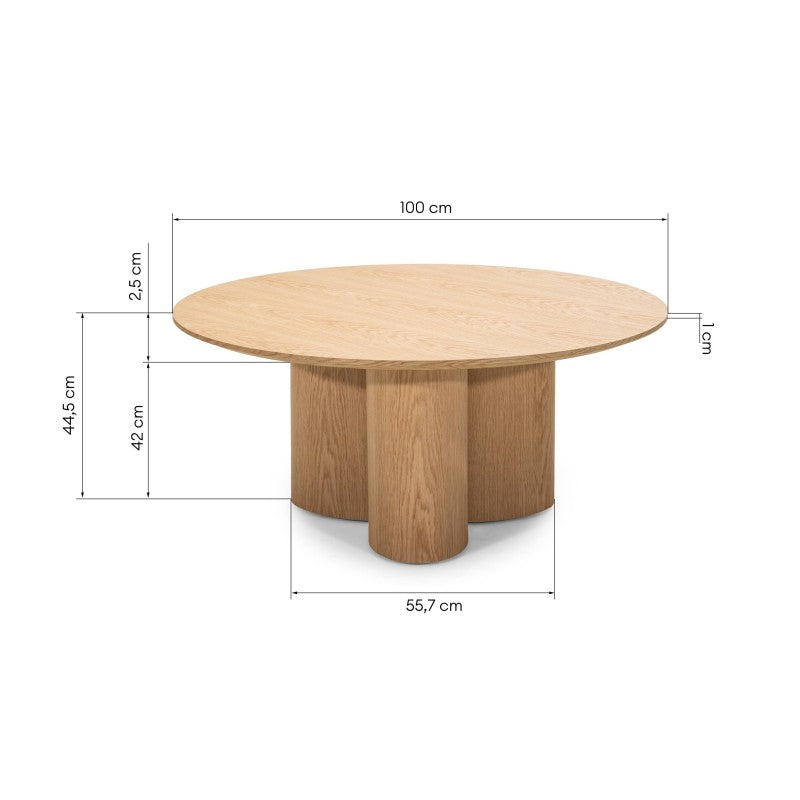 Măsuță de cafea Torino, rotundă, 100 cm, stejar natur