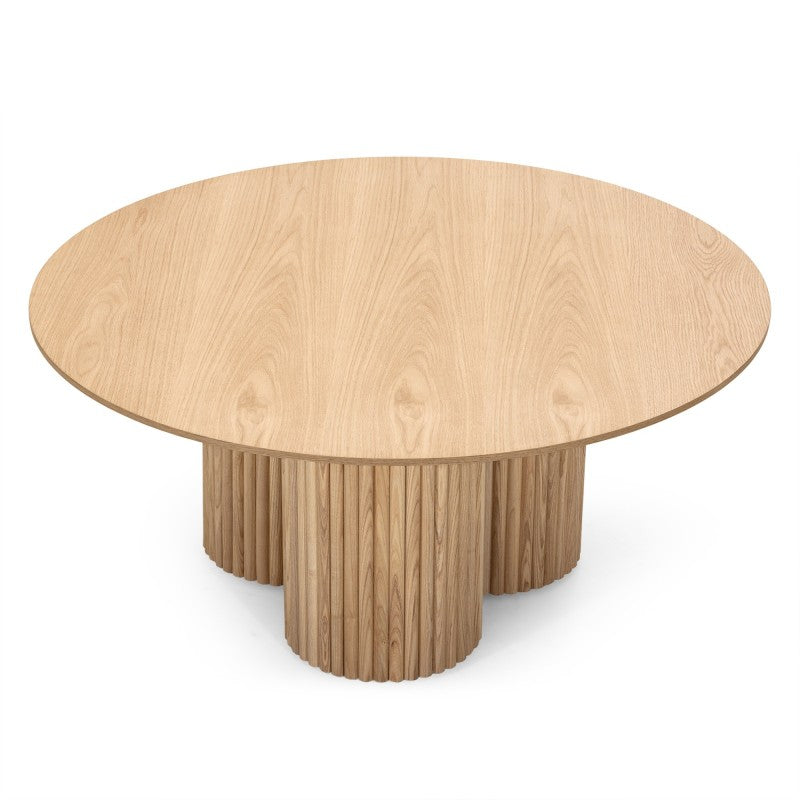 Măsuță de cafea Vesby, rotundă, 100 cm, stejar natur, frasin, cu lamele