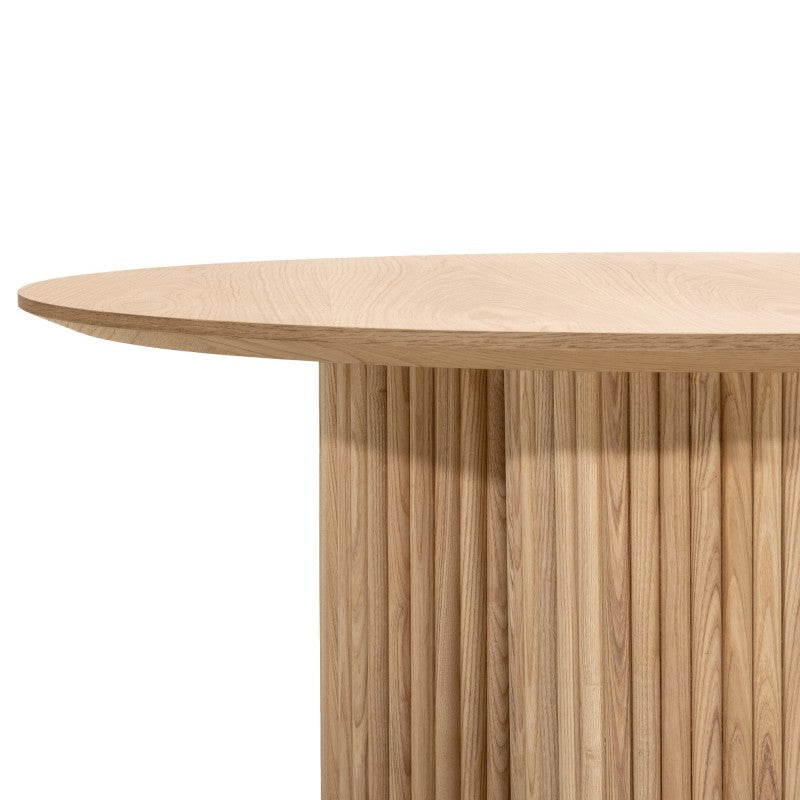 Măsuță de cafea Vesby, rotundă, 100 cm, stejar natur, frasin, cu lamele