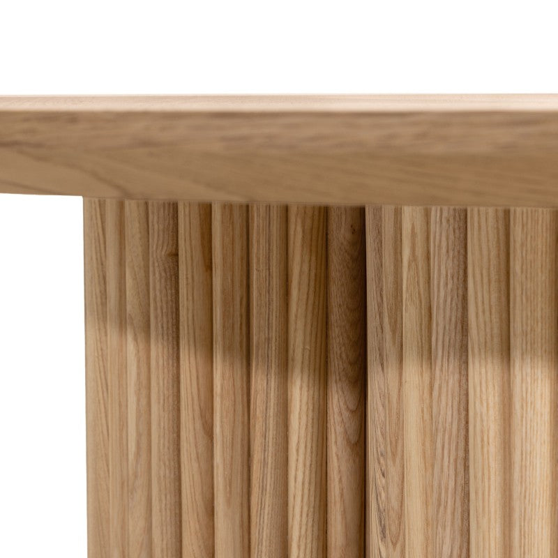 Măsuță de cafea Vesby, rotundă, 100 cm, stejar natur, frasin, cu lamele