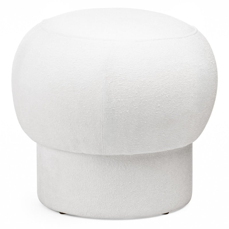 Puf Bloop, tapițat, rotund, alb