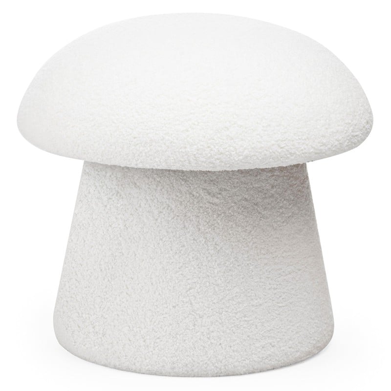 Puf Cap, tapițat, alb, bouclé, forme rotunjite