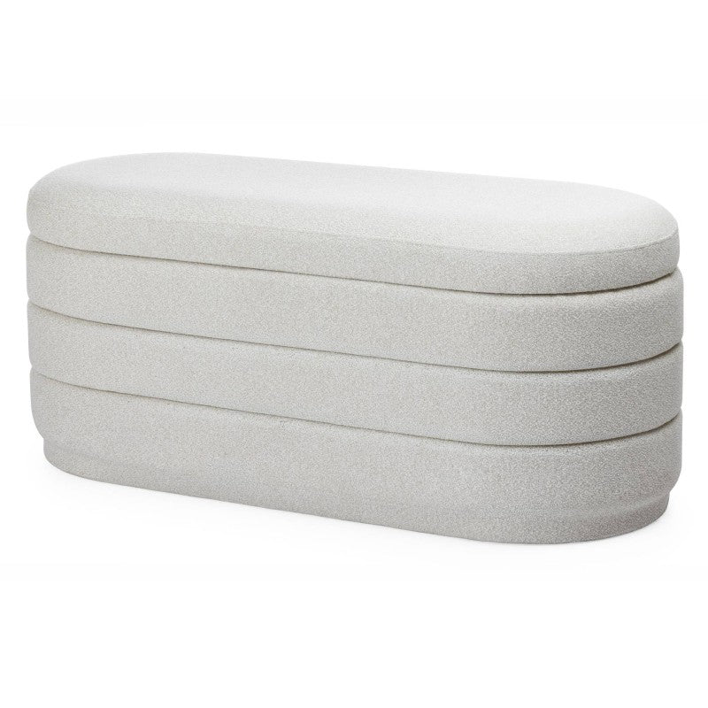 Puf Layer, tapițat, cu spațiu de depozitare, bej