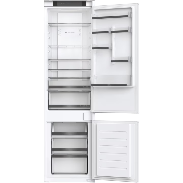 Combină frigorifică încorporabilă Haier HBW5518E, 248 l, Total No Frost, albă