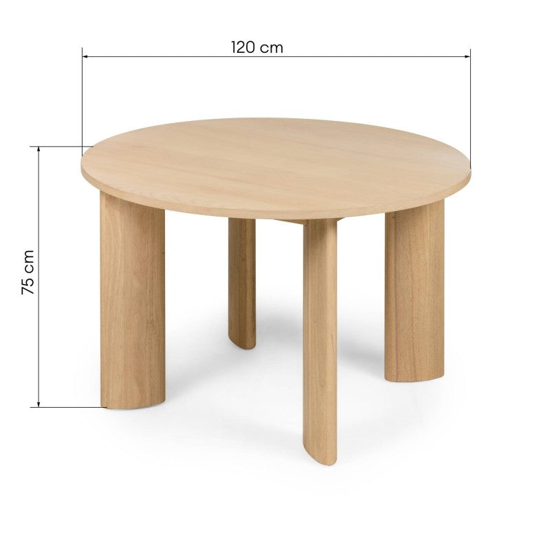 Masă de dining Bali, 120 cm, rotundă, crem și albă